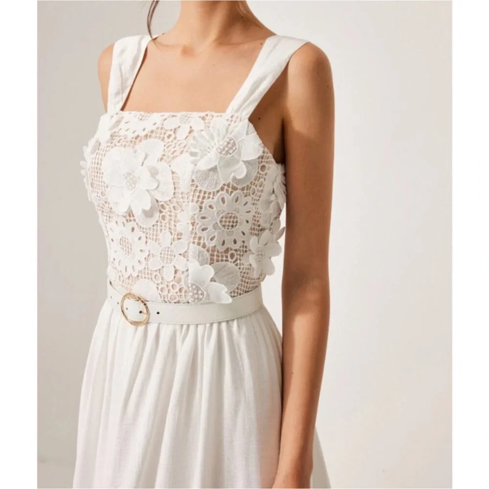 NWT Commense White Floral 3D Lace Maxi Dress - Picture 2 of 16